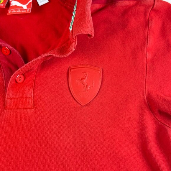 Puma Ferrari Polo Shirt Mens M Red‎ Short Sleeve Collared Logo Casual - Picture 4 of 12